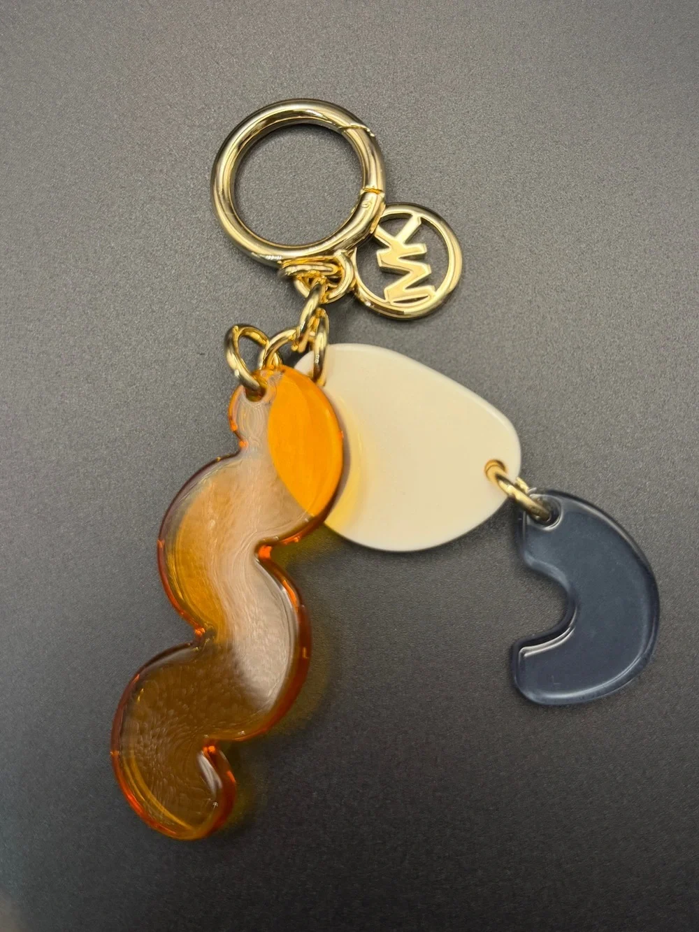 Michael Kors Gold-Tone Keychain with Orange, Cream and Black Charms